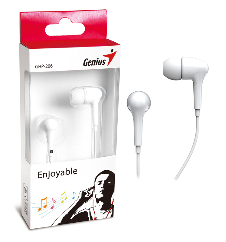 Genius GHP-206 High Performance Neodymium Headphone with Solid Bass and Extended Treble, White